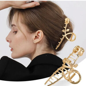 3 Pack Large Metal Hair Claw Clips | Fashionable Elegant Gold Hair Accessories